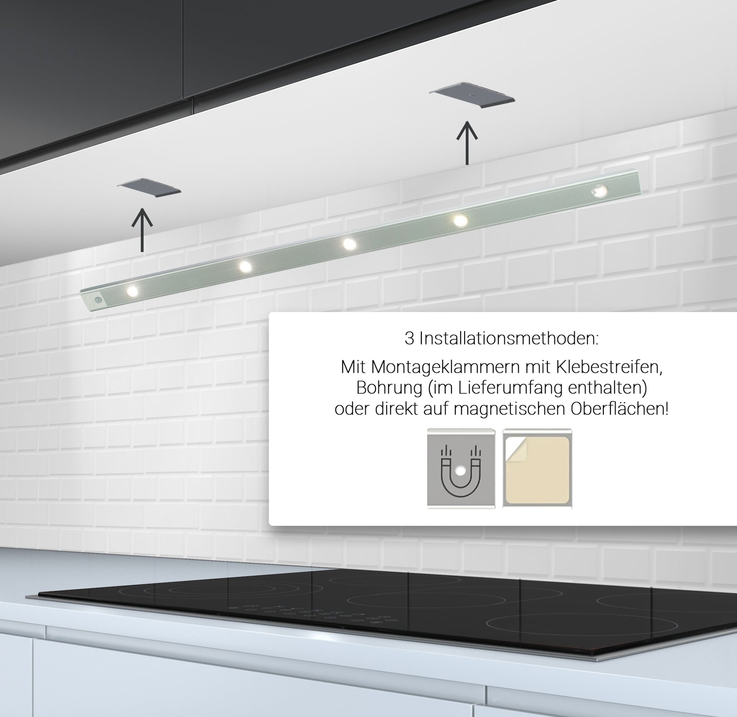 Rolux LED Akku-Lichtleiste mit Bewegungsmelder, CCT-Farbwechsel & dimmbar