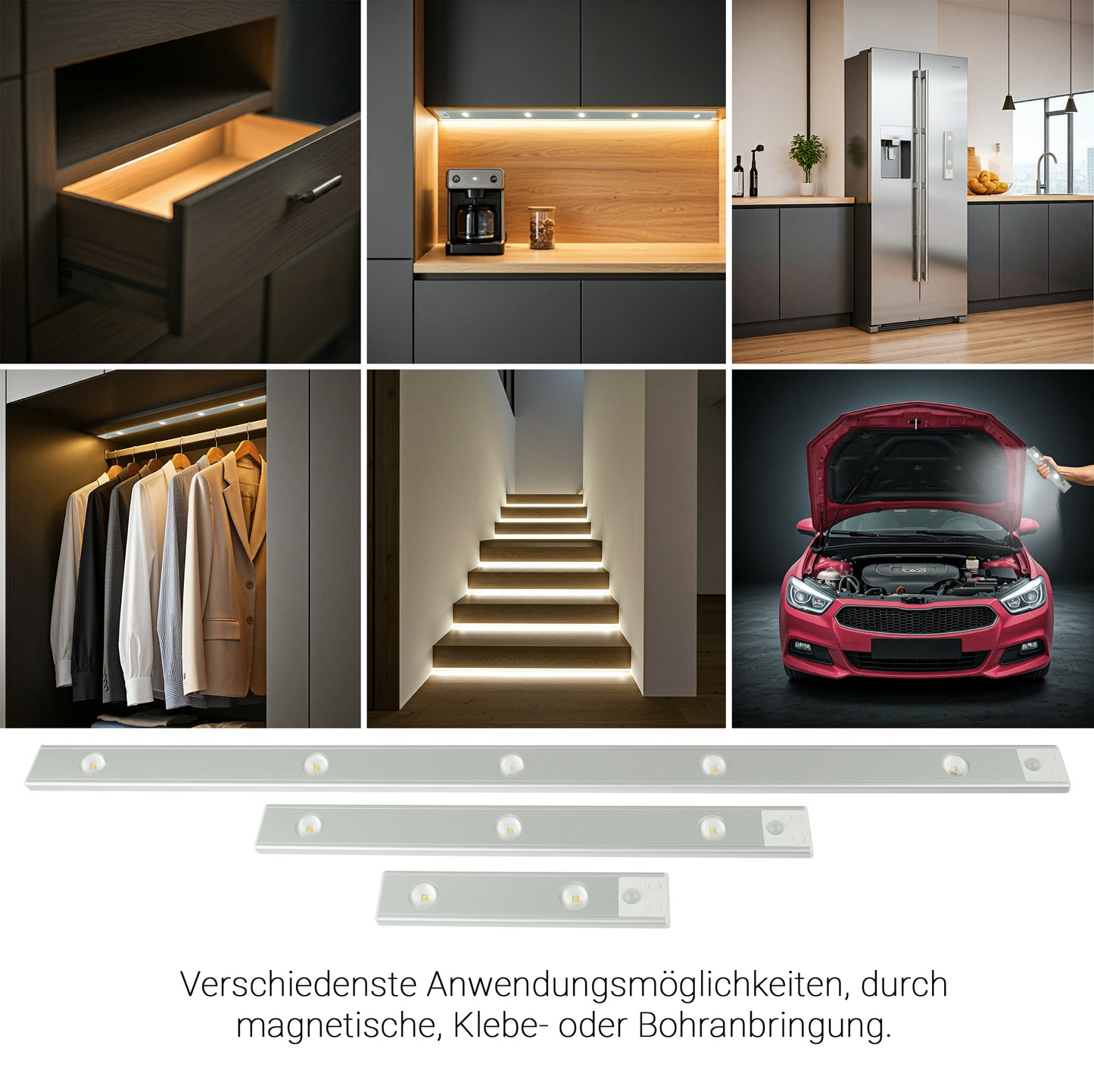 Rolux LED Akku-Lichtleiste mit Bewegungsmelder, CCT-Farbwechsel & dimmbar