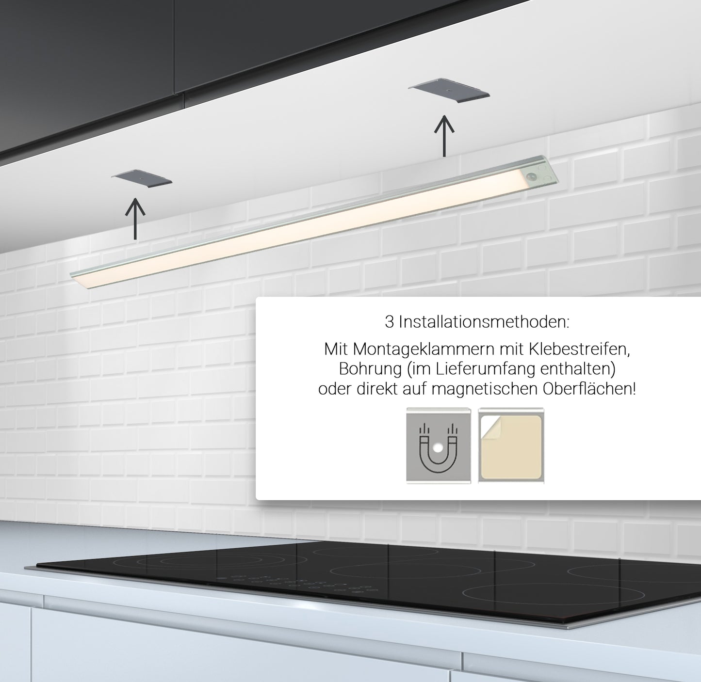 Rolux LED Akku-Lichtleiste mit Bewegungsmelder, dimmbar