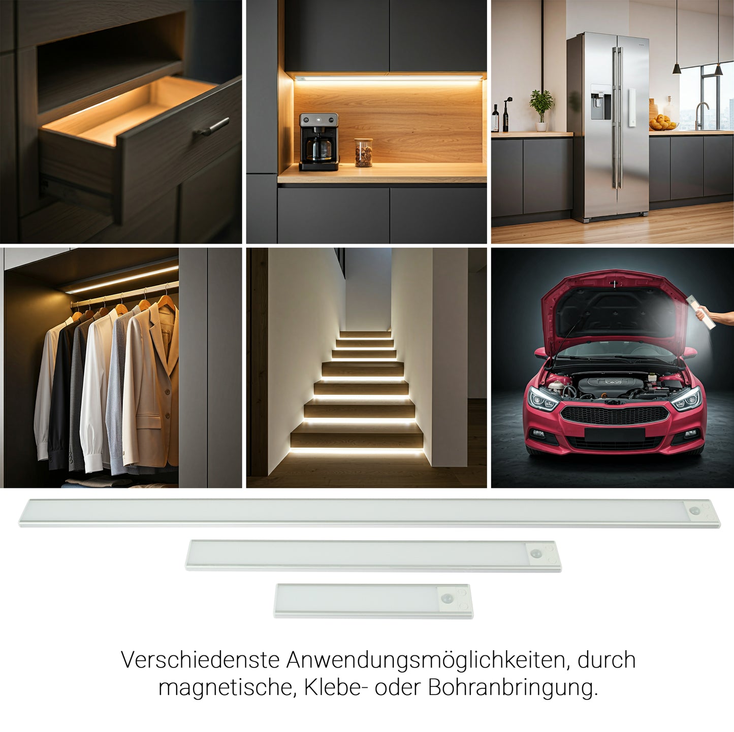 Rolux LED Akku-Lichtleiste mit Bewegungsmelder, dimmbar